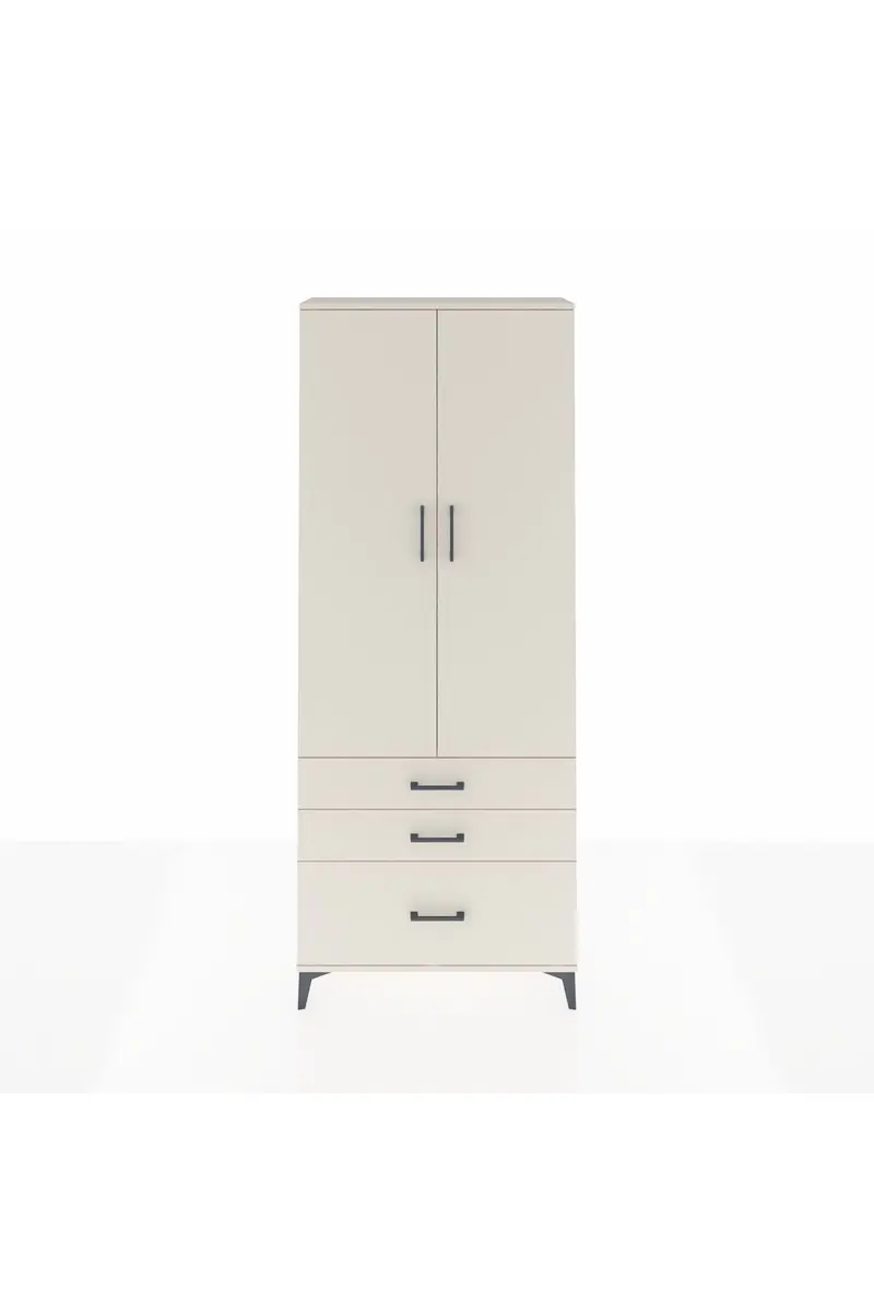 Arges Dolap 2 Raflı 3 Çekmeceli Tek Askılı 88x30x221
