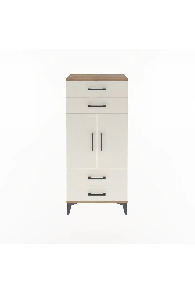 Arges Dolap 2 Raflı 4 Çekmeceli 2 Kapaklı 60x30x134