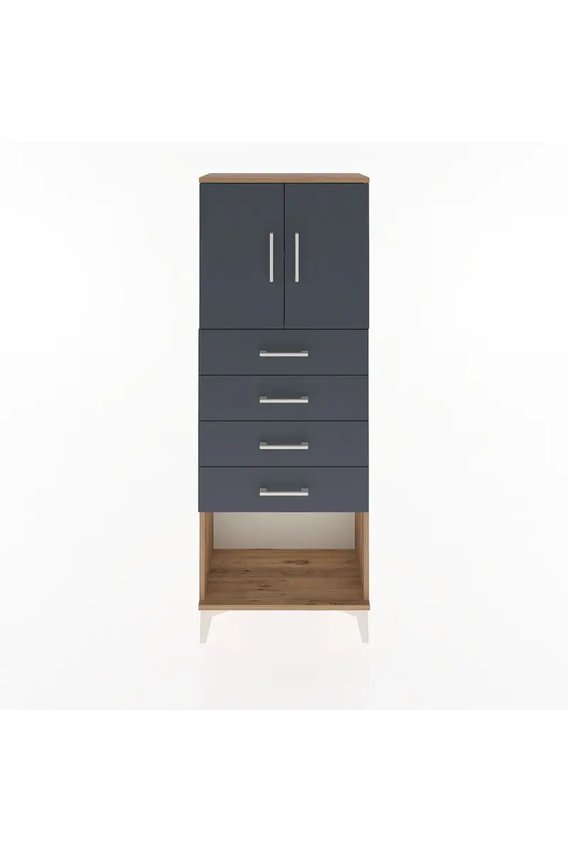 Arges Dolap 2 Raflı 4 Çekmeceli 2 Kapaklı 60x30x163