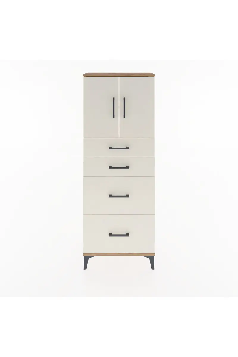 Arges Dolap 2 Raflı 4 Çekmeceli 2 Kapaklı 60x30x163