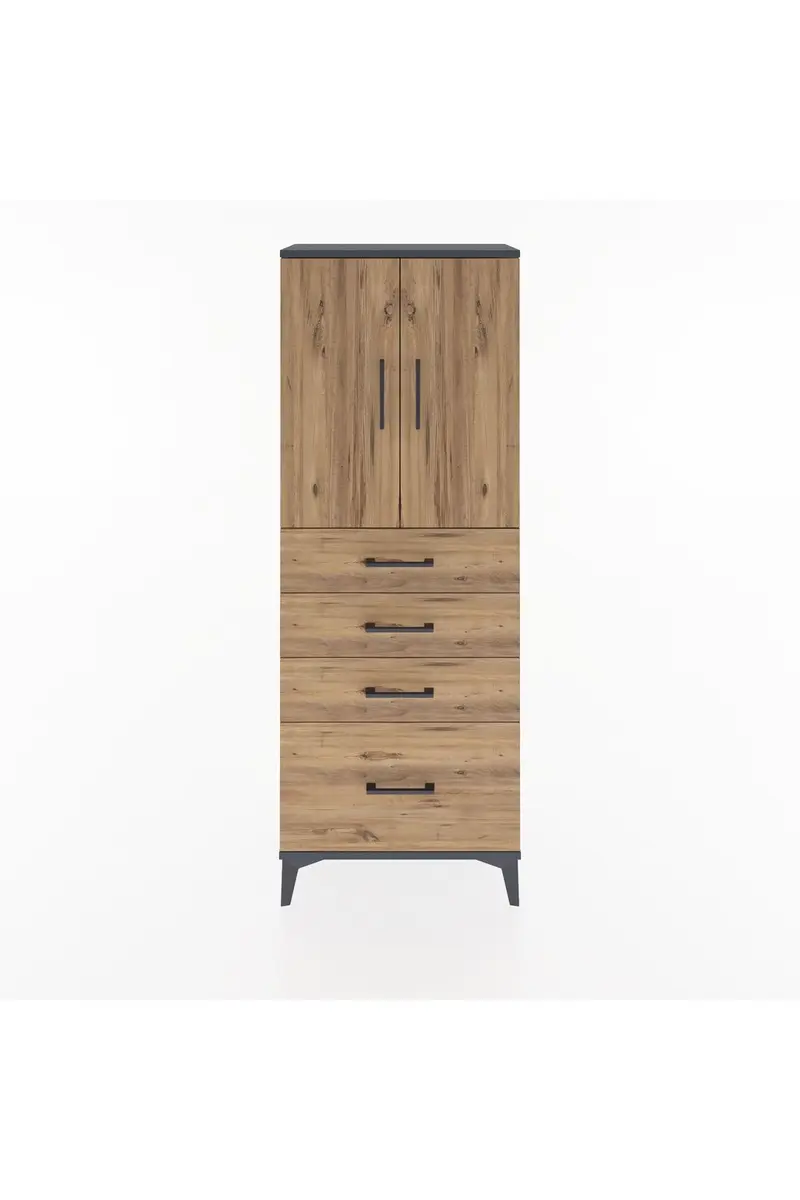 Arges Dolap 2 Raflı 4 Çekmeceli 2 Kapaklı 60x30x163