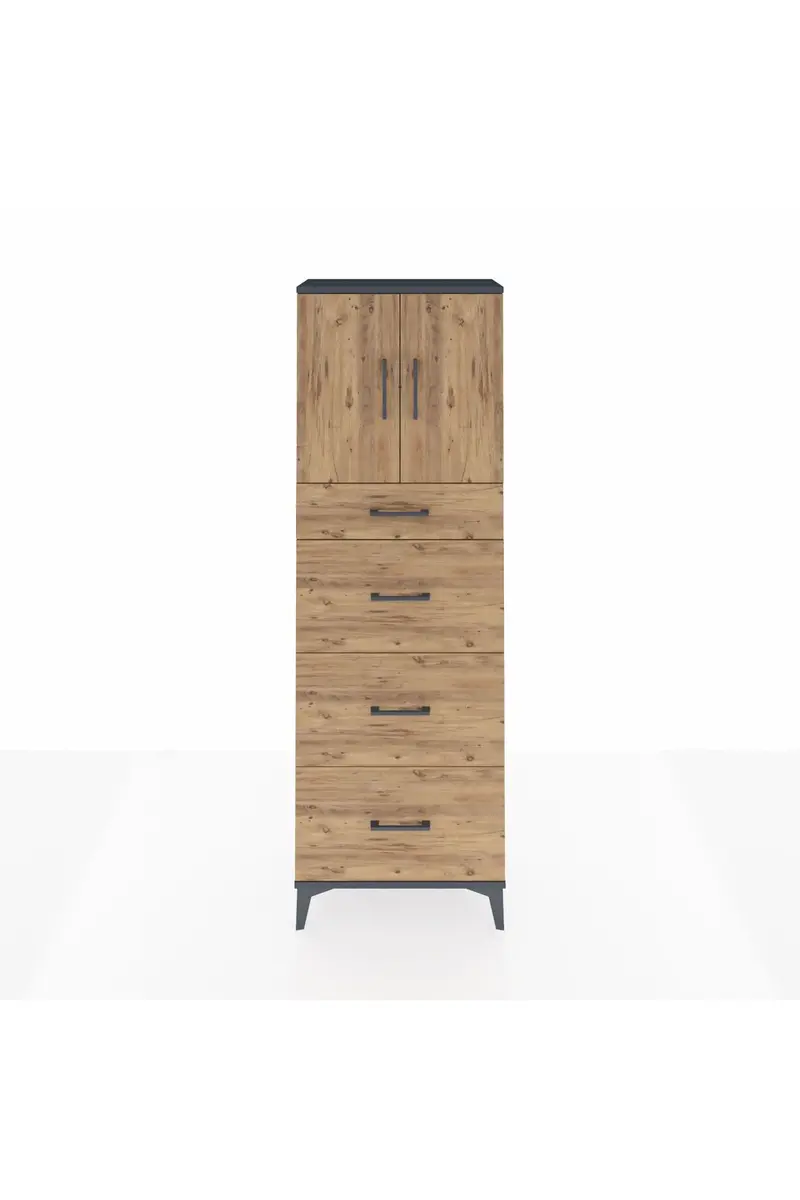 Arges Dolap 2 Raflı 4 Çekmeceli 2 Kapaklı 60x30x182