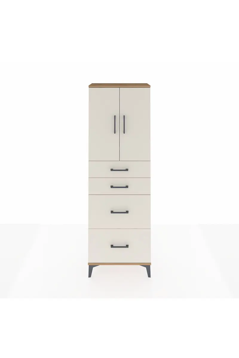 Arges Dolap 2 Raflı 4 Çekmeceli 2 Kapaklı 60x30x182