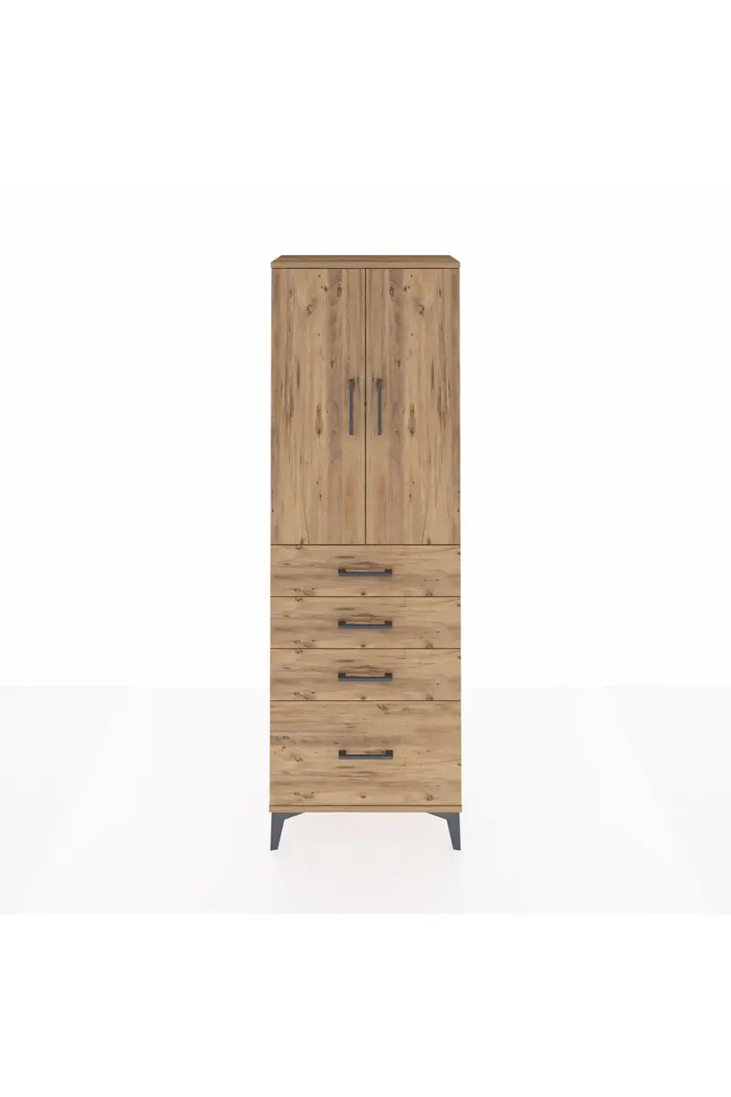 Arges Dolap 2 Raflı 4 Çekmeceli 2 Kapaklı 60x30x182