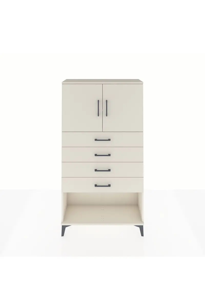 Arges Dolap 2 Raflı 4 Çekmeceli 2 Kapaklı 88x30x163