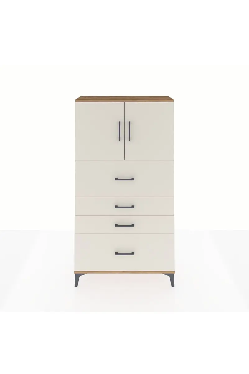 Arges Dolap 2 Raflı 4 Çekmeceli 2 Kapaklı 88x30x163