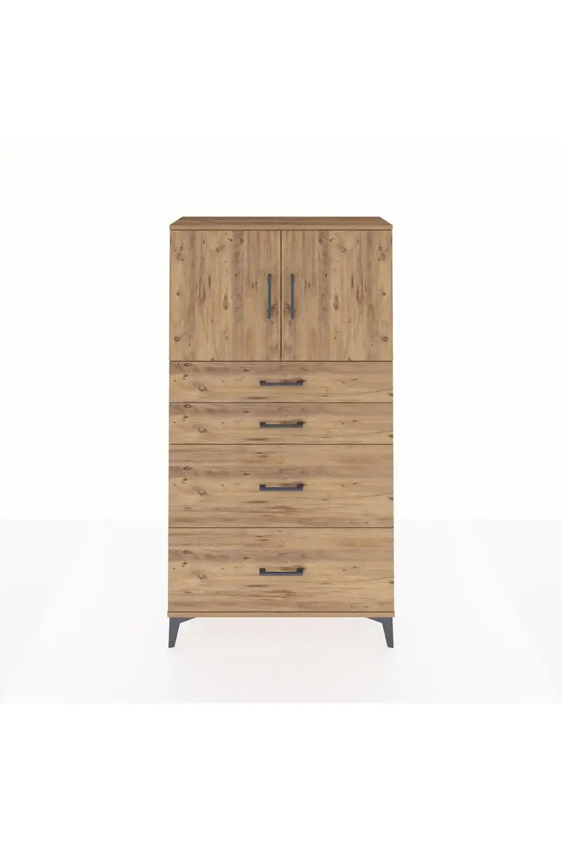 Arges Dolap 2 Raflı 4 Çekmeceli 2 Kapaklı 88x30x163