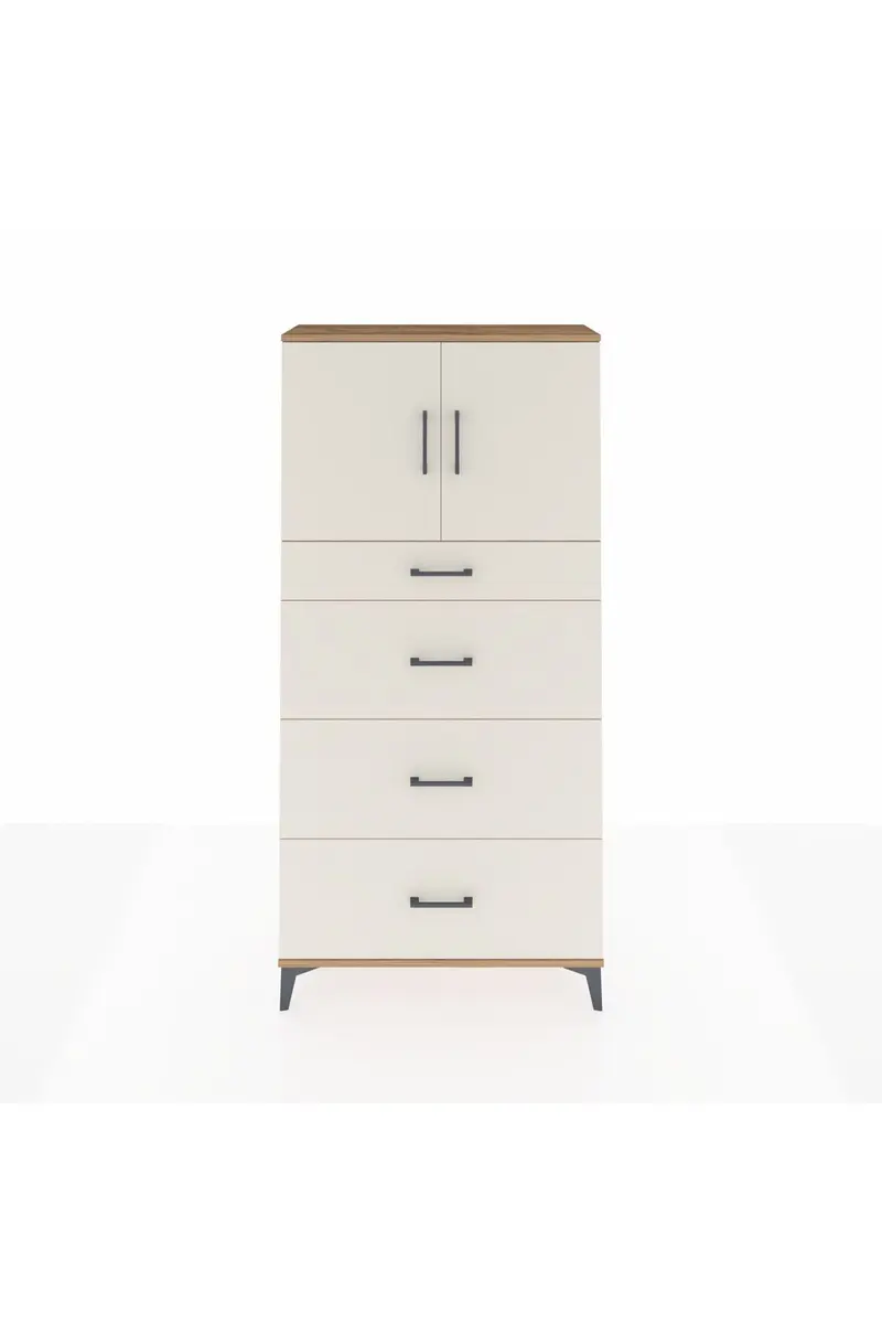 Arges Dolap 2 Raflı 4 Çekmeceli 2 Kapaklı 88x30x182