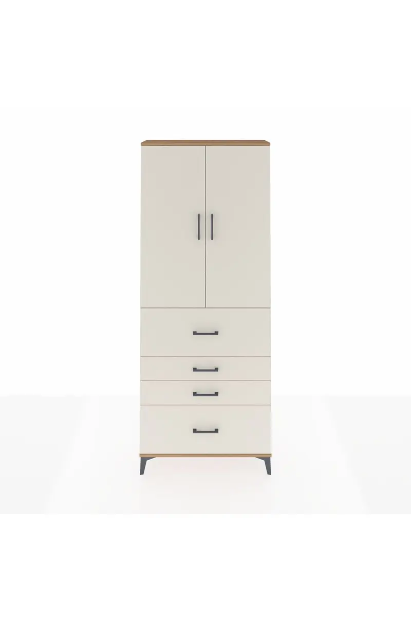 Arges Dolap 2 Raflı 4 Çekmeceli 2 Kapaklı 88x30x221