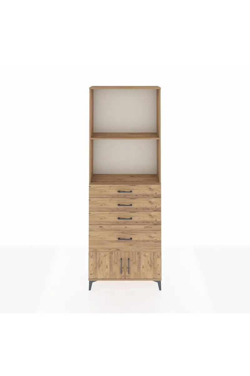 Arges Dolap 2 Raflı 4 Çekmeceli 2 Kapaklı 88x30x243