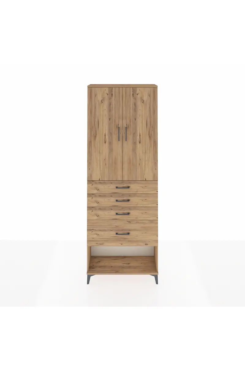 Arges Dolap 2 Raflı 4 Çekmeceli 2 Kapaklı 88x30x243