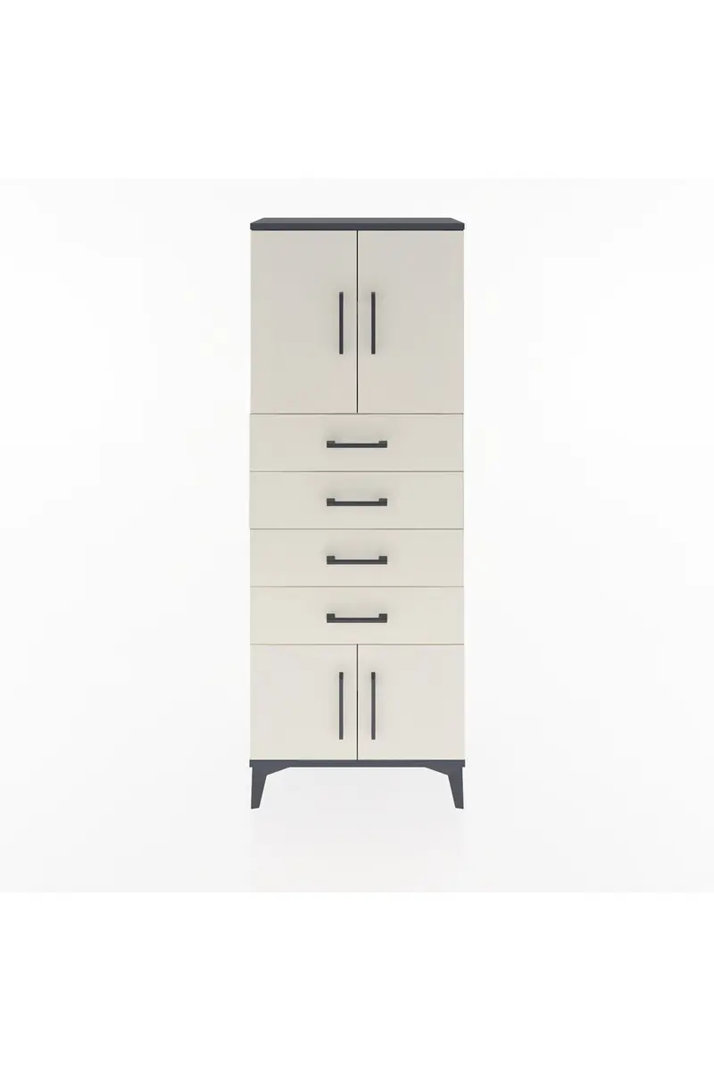 Arges Dolap 2 Raflı 4 Çekmeceli 4 Kapaklı 60x30x163