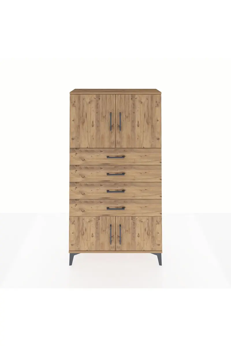 Arges Dolap 2 Raflı 4 Çekmeceli 4 Kapaklı 88x30x163