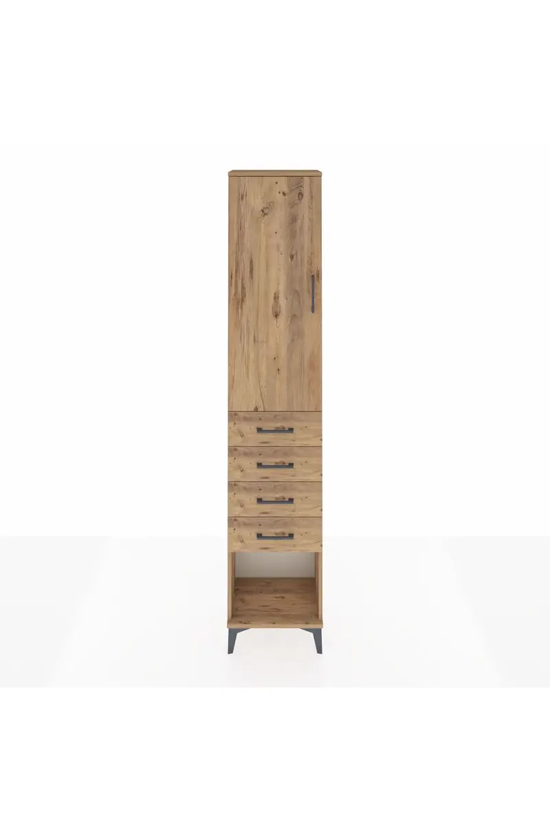 Arges Dolap 2 Raflı 4 Çekmeceli Tek Askılı 44x30x221