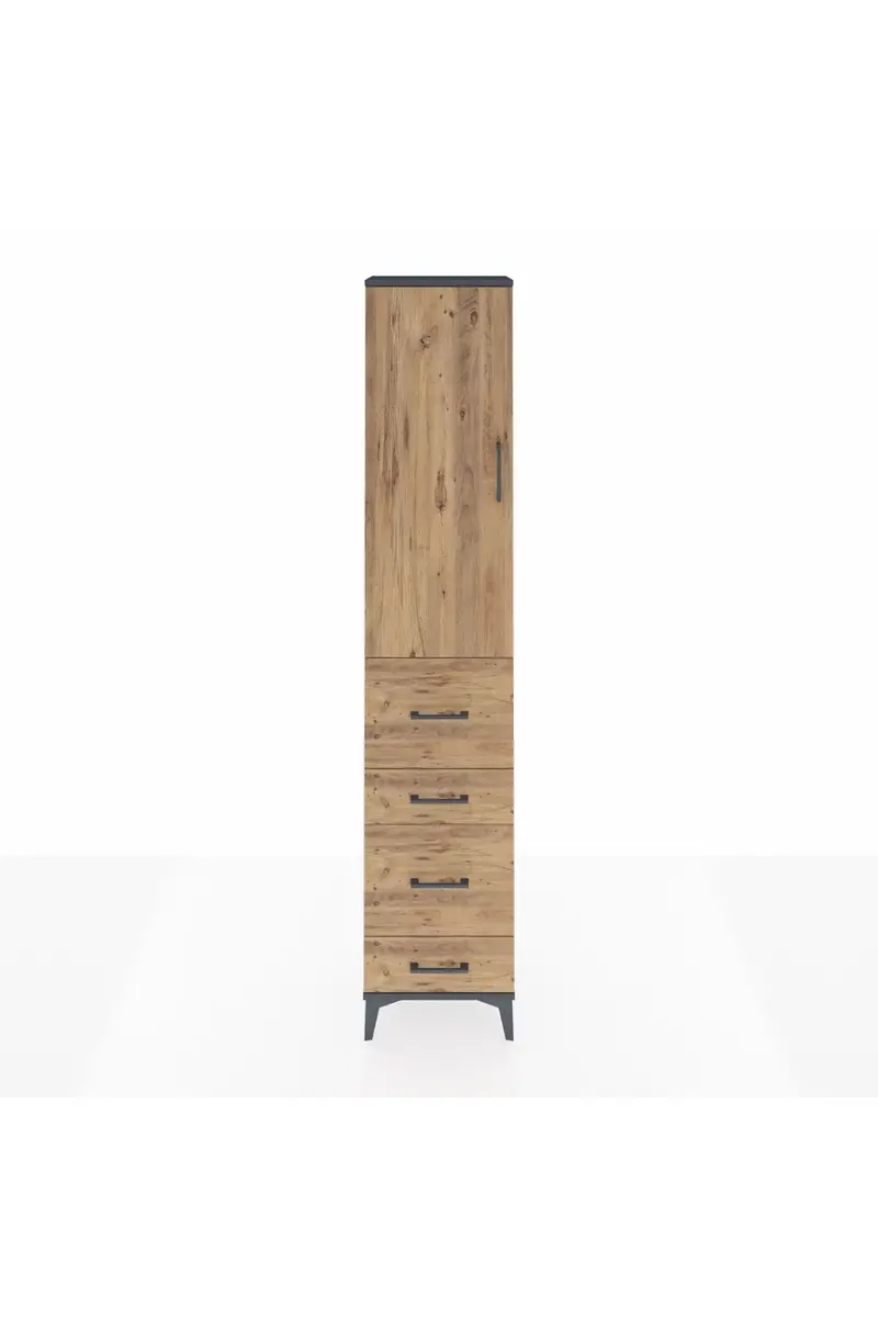 Arges Dolap 2 Raflı 4 Çekmeceli Tek Askılı 44x30x221
