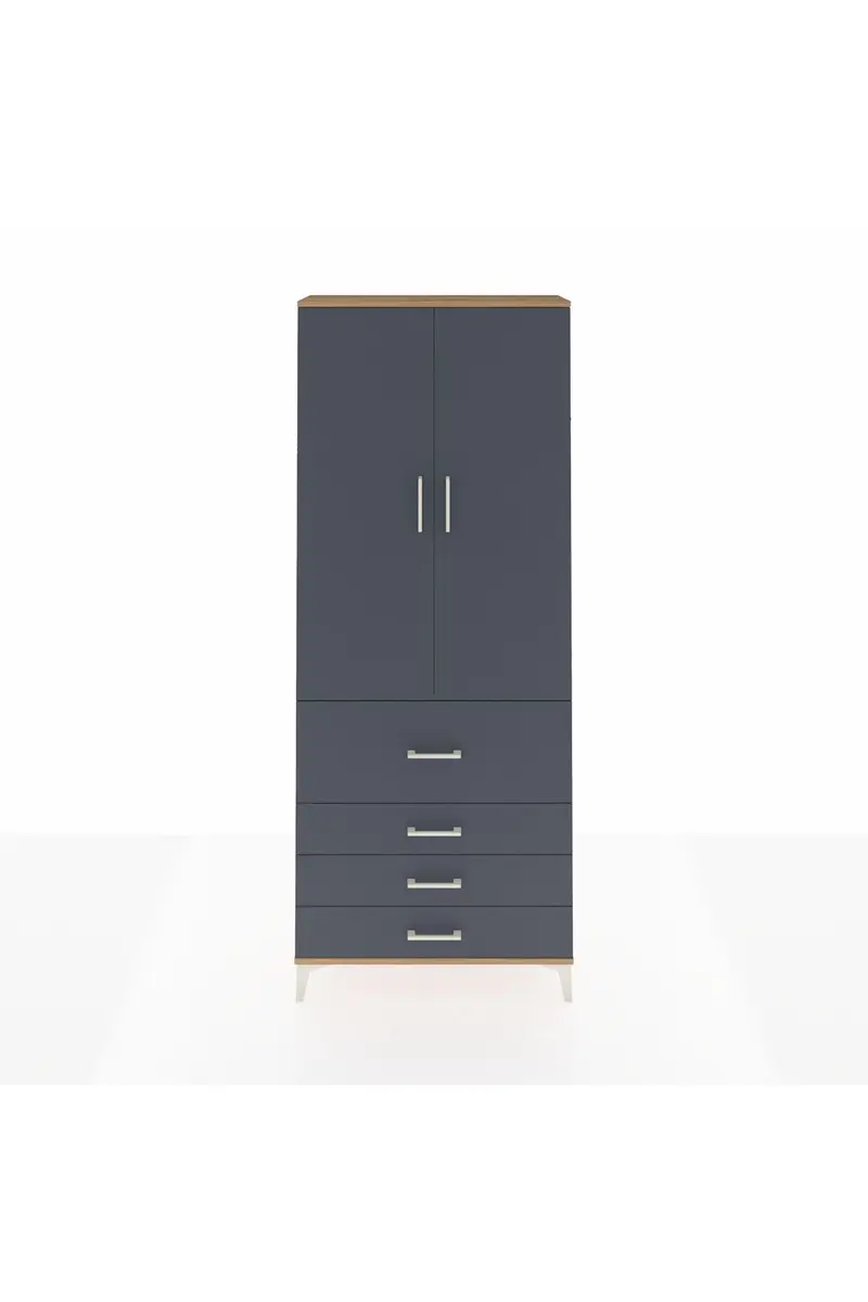 Arges Dolap 2 Raflı 4 Çekmeceli Tek Askılı 88x30x221