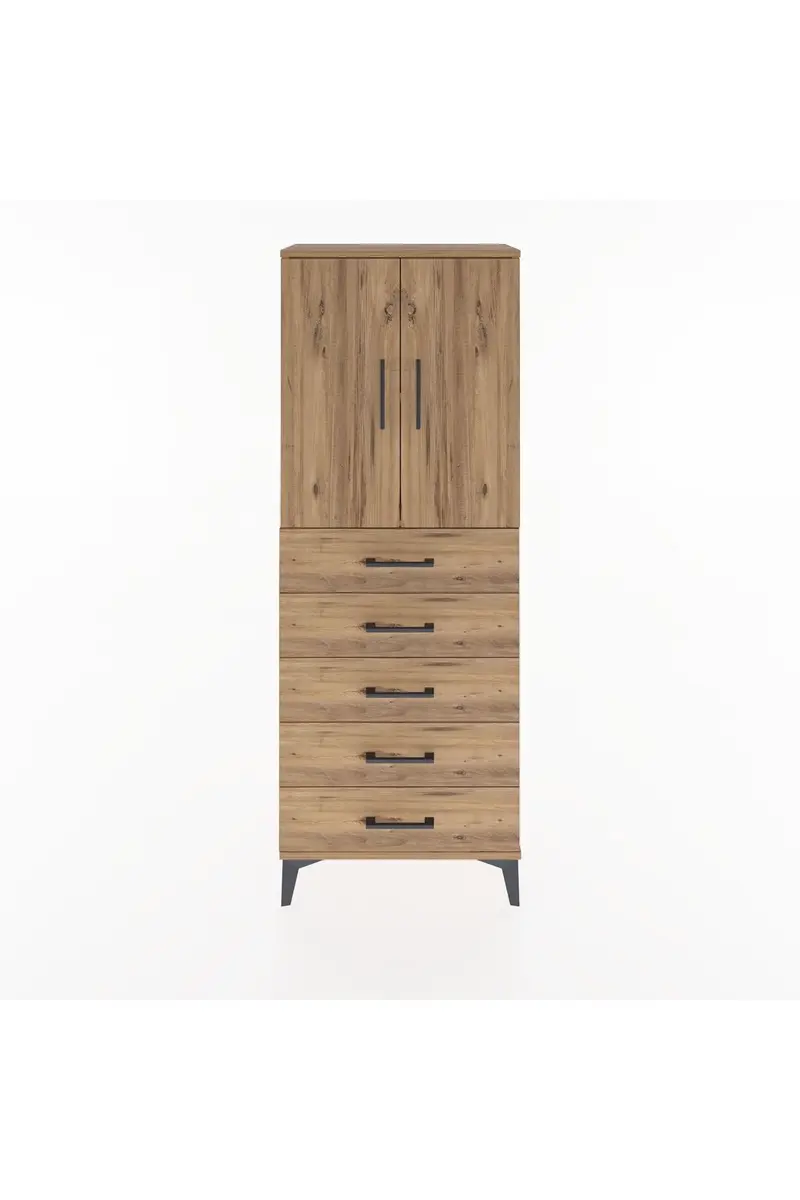 Arges Dolap 2 Raflı 5 Çekmeceli 2 Kapaklı 60x30x163