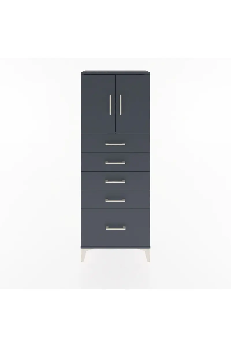 Arges Dolap 2 Raflı 5 Çekmeceli 2 Kapaklı 60x30x163
