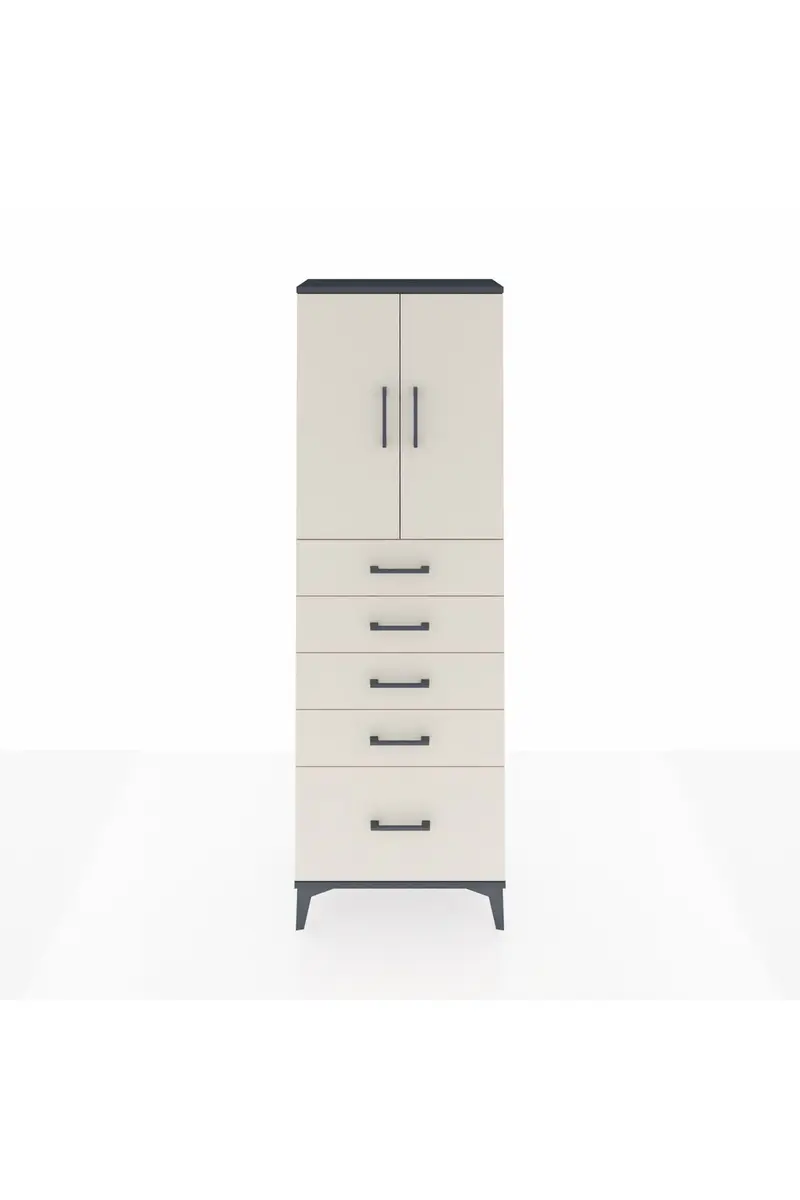 Arges Dolap 2 Raflı 5 Çekmeceli 2 Kapaklı 60x30x182