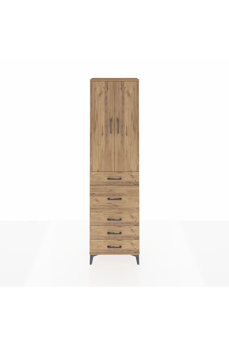 Arges Dolap 2 Raflı 5 Çekmeceli 2 Kapaklı 60x30x221