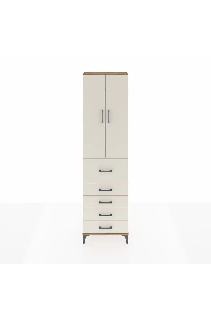 Arges Dolap 2 Raflı 5 Çekmeceli 2 Kapaklı 60x30x221