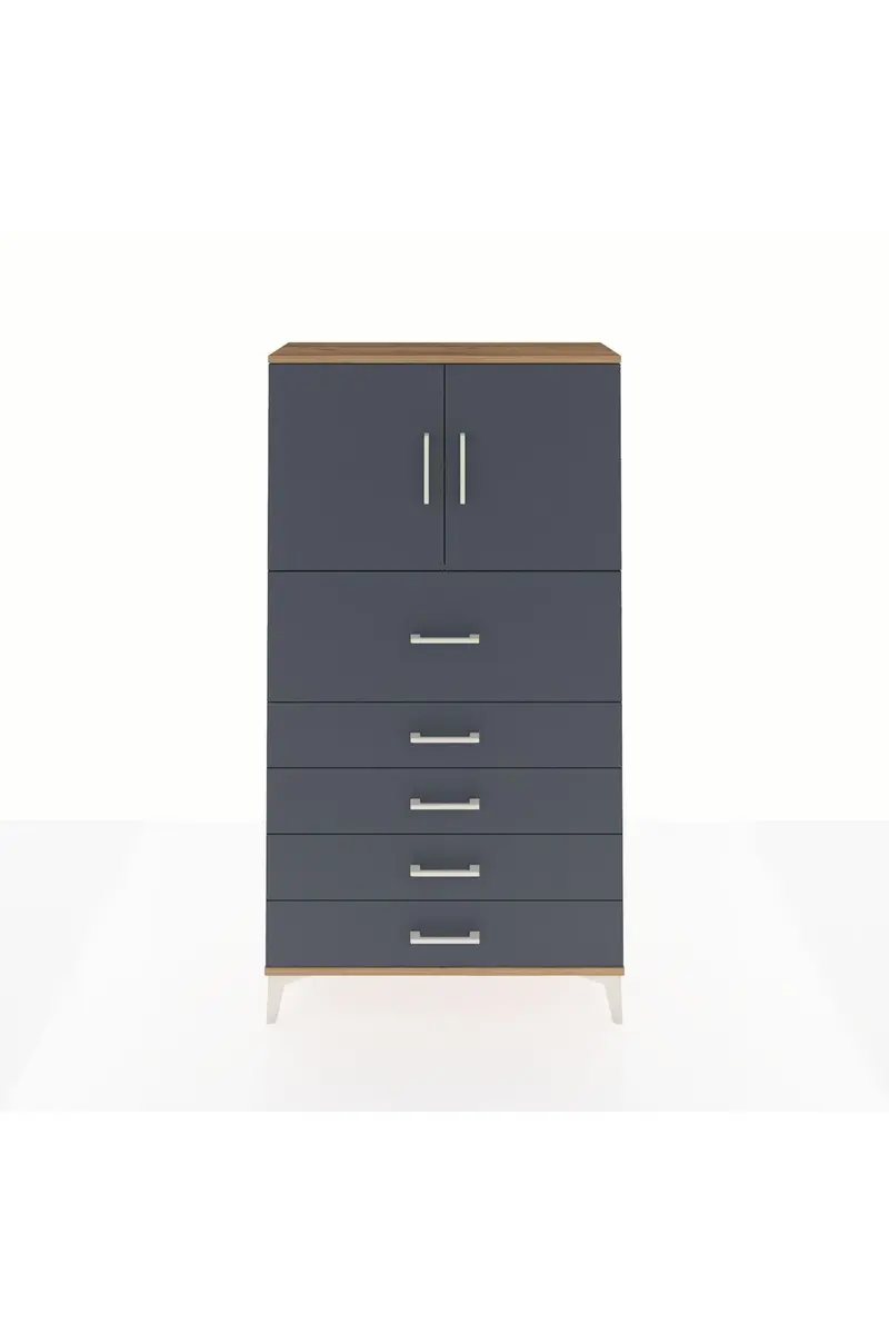 Arges Dolap 2 Raflı 5 Çekmeceli 2 Kapaklı 88x30x163