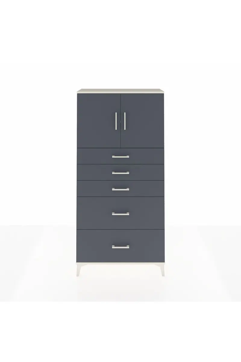 Arges Dolap 2 Raflı 5 Çekmeceli 2 Kapaklı 88x30x182