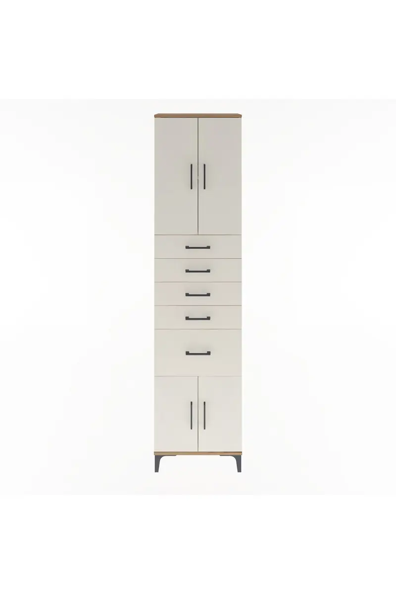 Arges Dolap 2 Raflı 5 Çekmeceli 4 Kapaklı 60x30x243