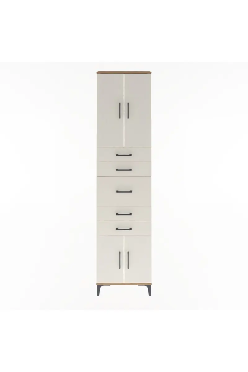 Arges Dolap 2 Raflı 5 Çekmeceli 4 Kapaklı 60x30x243