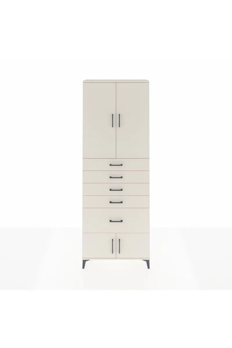 Arges Dolap 2 Raflı 5 Çekmeceli 4 Kapaklı 88x30x243