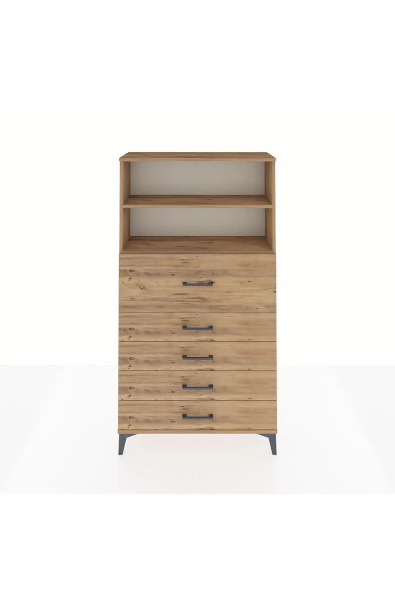 Arges Dolap 2 Raflı 5 Çekmeceli 88x30x163