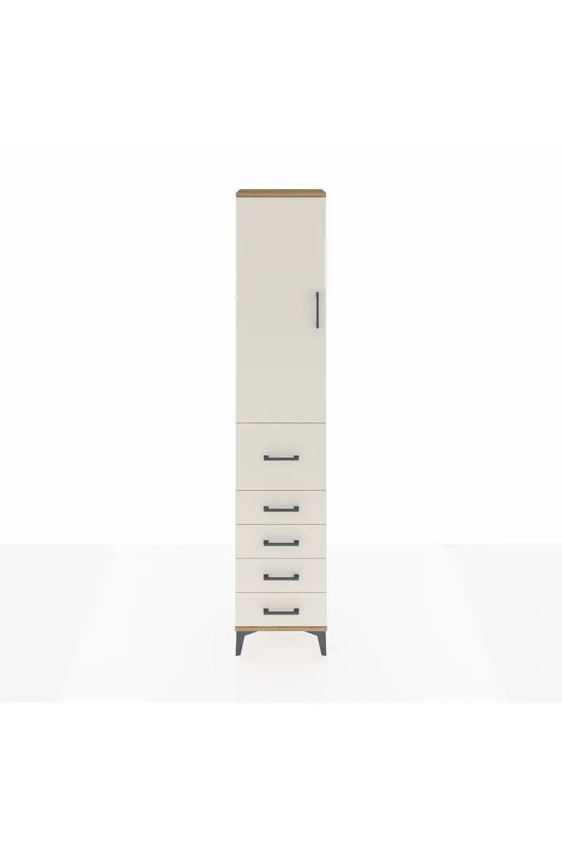 Arges Dolap 2 Raflı 5 Çekmeceli Tek Askılı 44x30x221