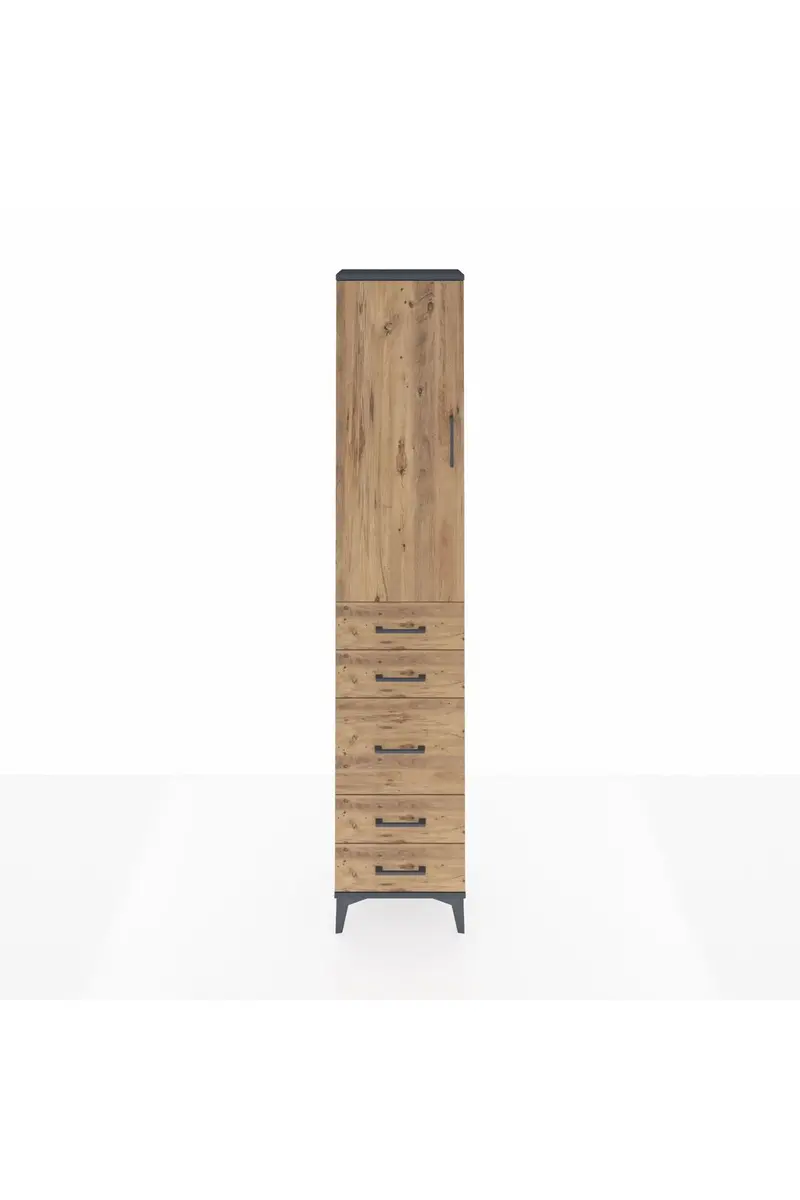 Arges Dolap 2 Raflı 5 Çekmeceli Tek Askılı 44x30x221