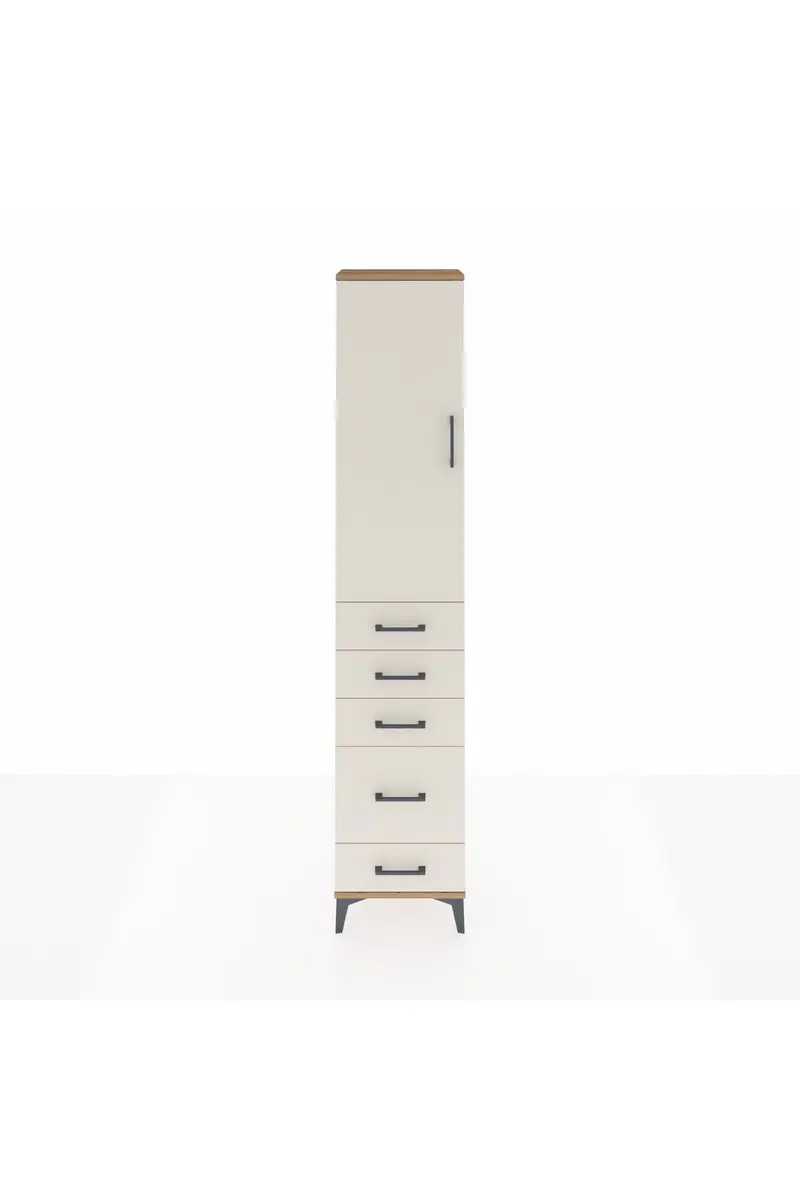 Arges Dolap 2 Raflı 5 Çekmeceli Tek Askılı 44x30x221