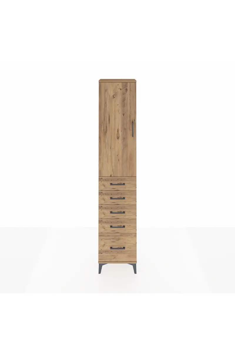 Arges Dolap 2 Raflı 5 Çekmeceli Tek Askılı 44x30x221
