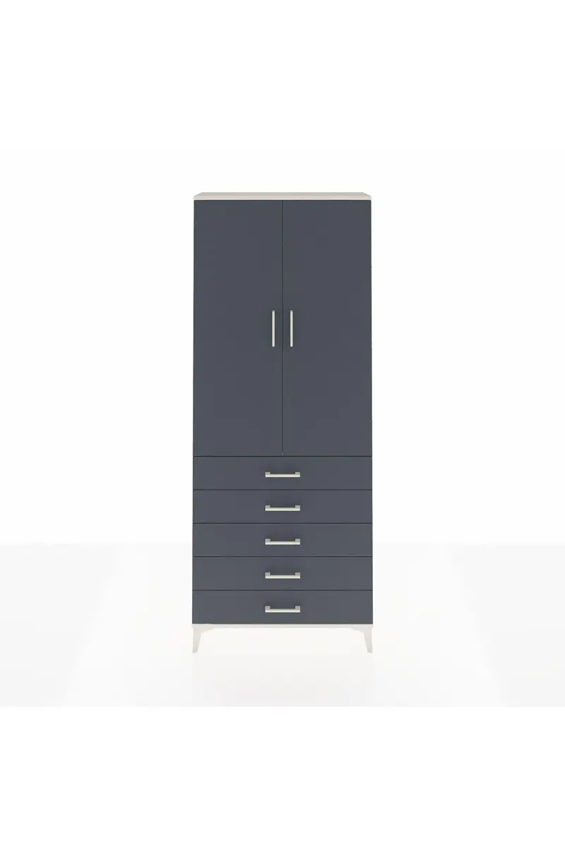 Arges Dolap 2 Raflı 5 Çekmeceli Tek Askılı 88x30x221