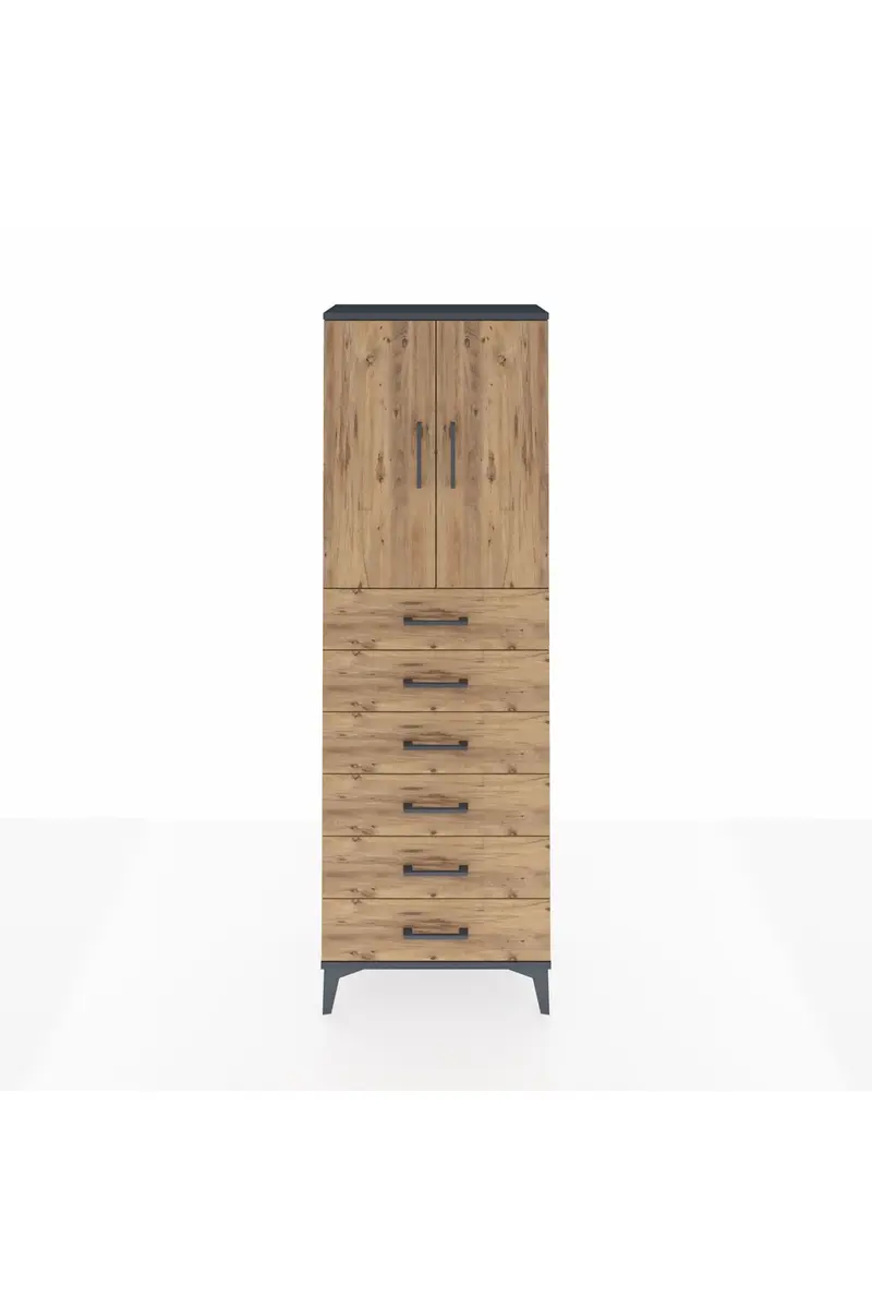Arges Dolap 2 Raflı 6 Çekmeceli 2 Kapaklı 60x30x182