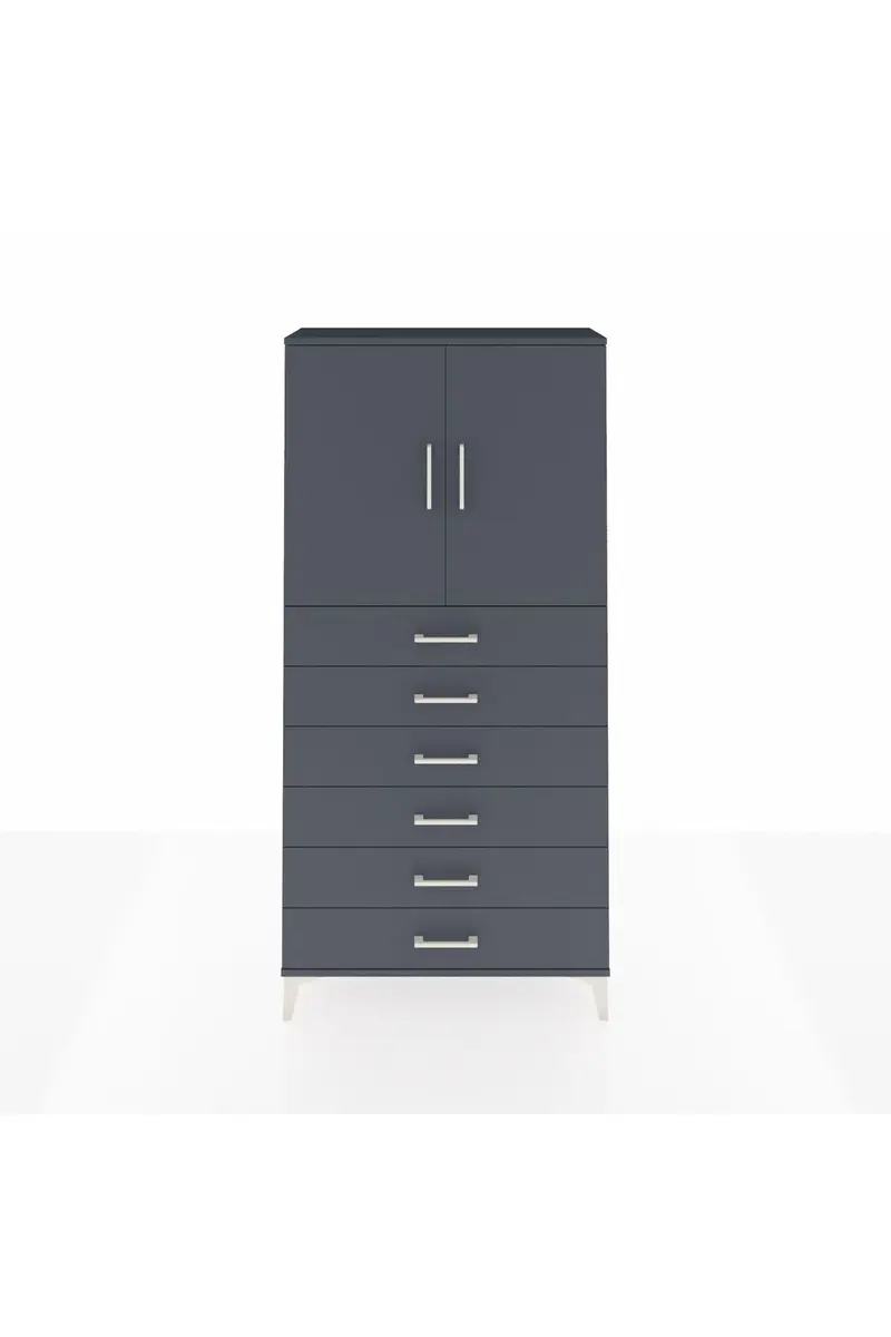 Arges Dolap 2 Raflı 6 Çekmeceli 2 Kapaklı 88x30x182