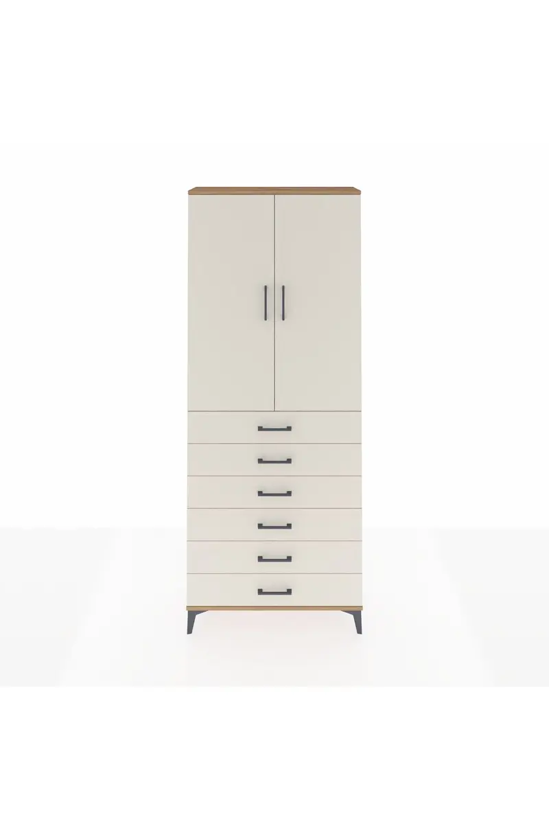 Arges Dolap 2 Raflı 6 Çekmeceli 2 Kapaklı 88x30x221