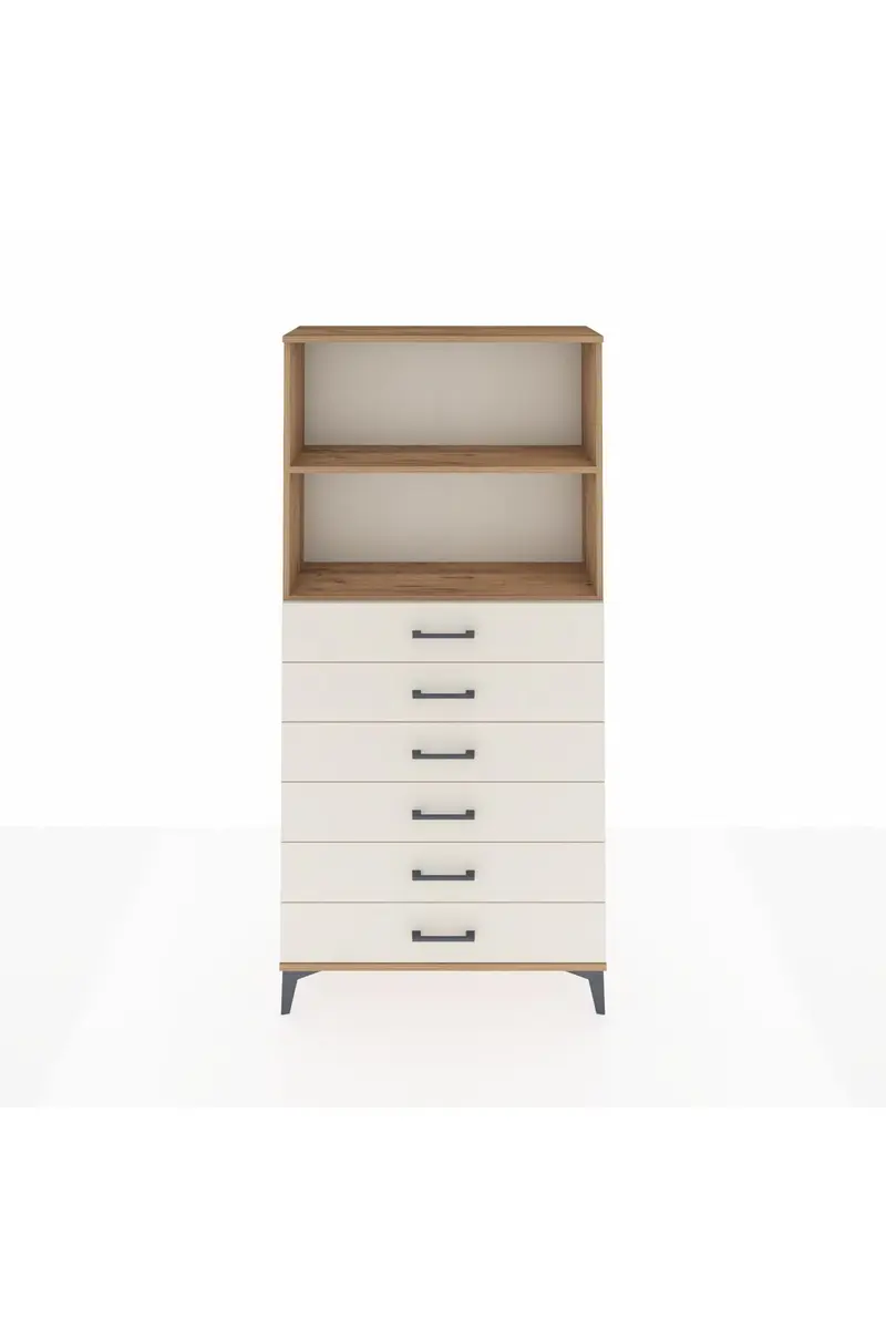 Arges Dolap 2 Raflı 6 Çekmeceli 88x30x182