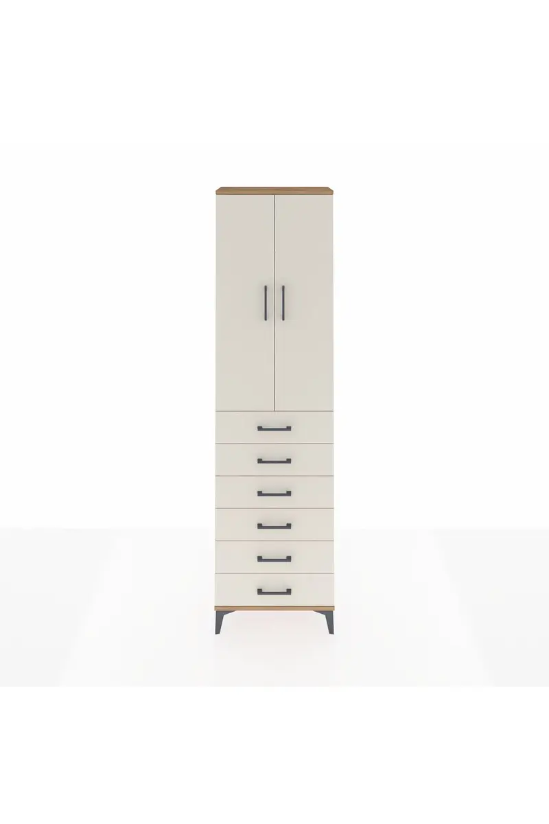 Arges Dolap 2 Raflı 6 Çekmeceli Tek Askılı 60x30x221