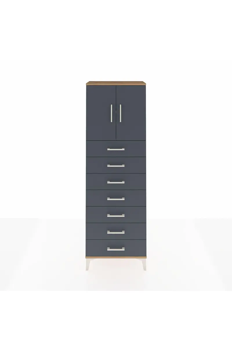 Arges Dolap 2 Raflı 7 Çekmeceli 2 Kapaklı 60x30x182