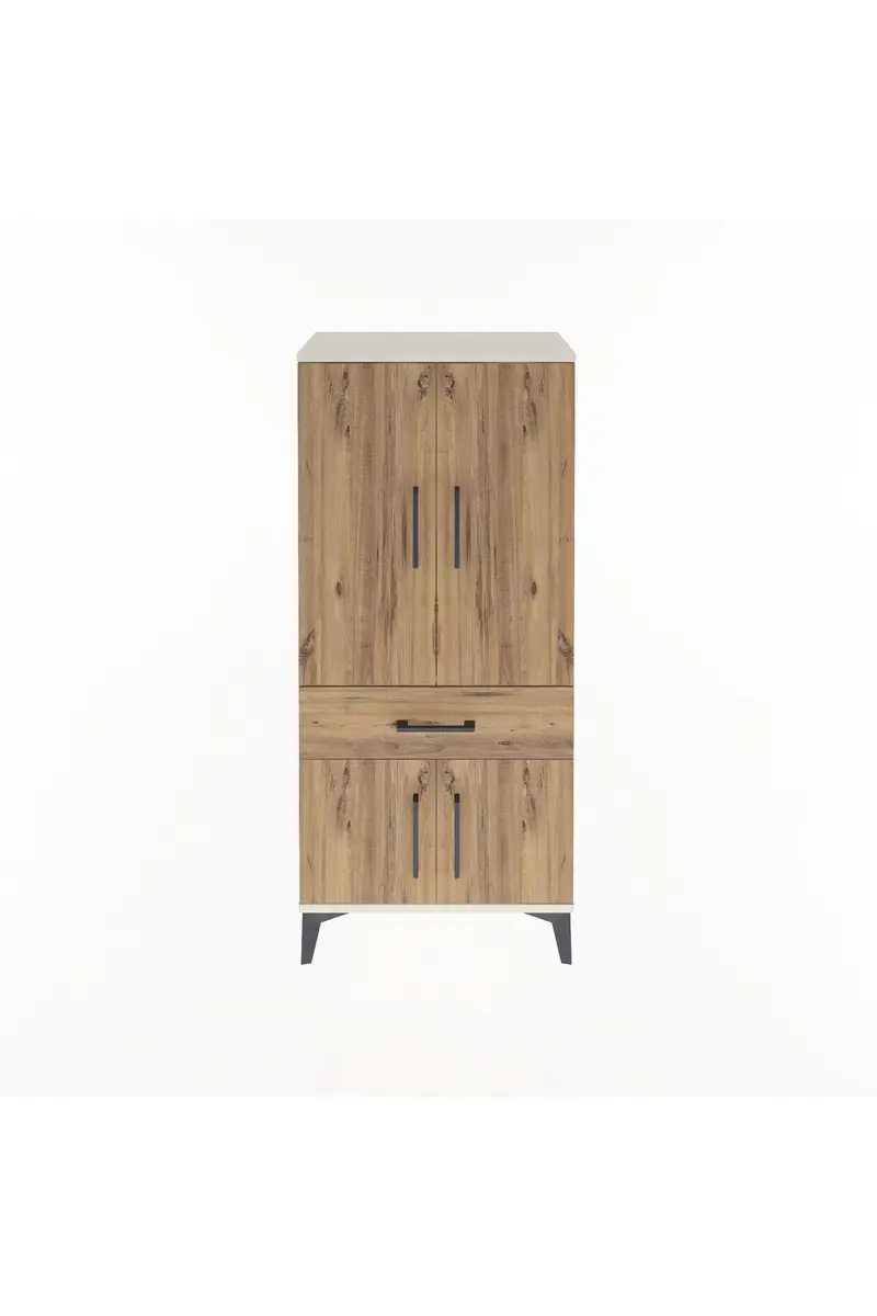 Arges Dolap 2 Raflı Tek Çekmeceli 4 Kapaklı 60x30x134