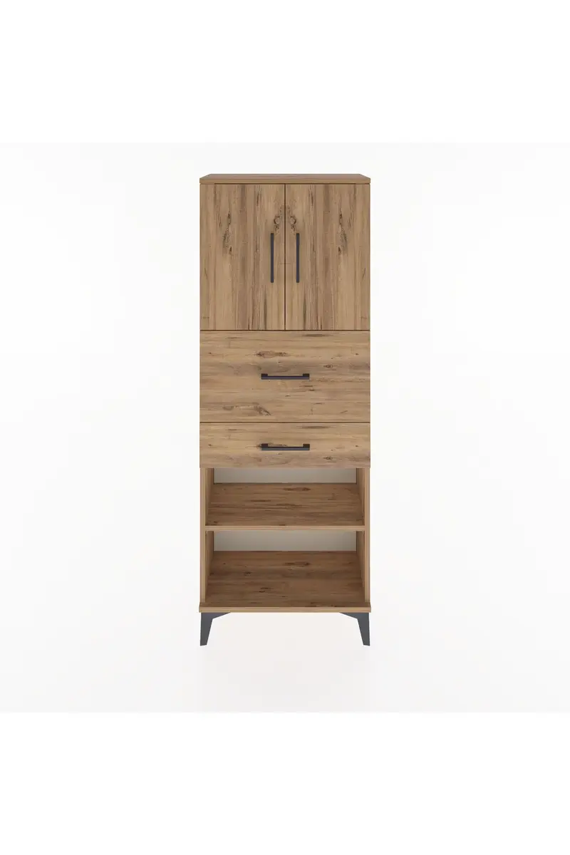 Arges Dolap 3 Raflı 2 Çekmeceli 2 Kapaklı 60x30x163