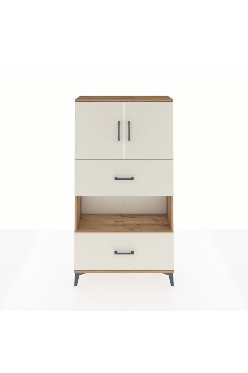 Arges Dolap 3 Raflı 2 Çekmeceli 2 Kapaklı 88x30x163