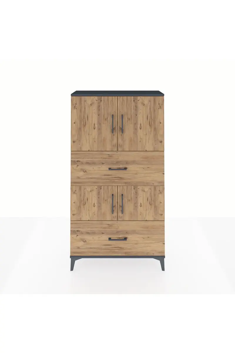 Arges Dolap 3 Raflı 2 Çekmeceli 4 Kapaklı 88x30x163