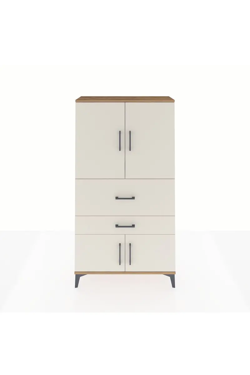 Arges Dolap 3 Raflı 2 Çekmeceli 4 Kapaklı 88x30x163