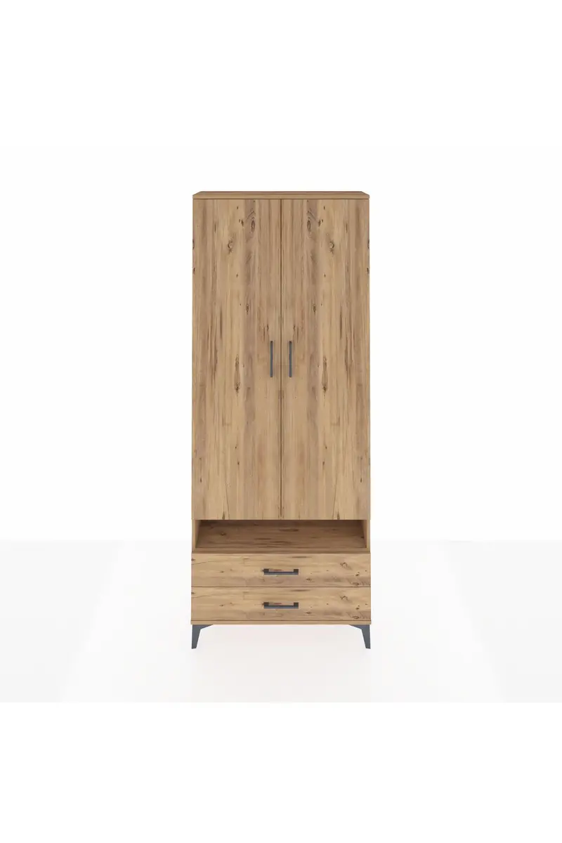 Arges Dolap 3 Raflı 2 Çekmeceli Tek Askılı 88x30x221