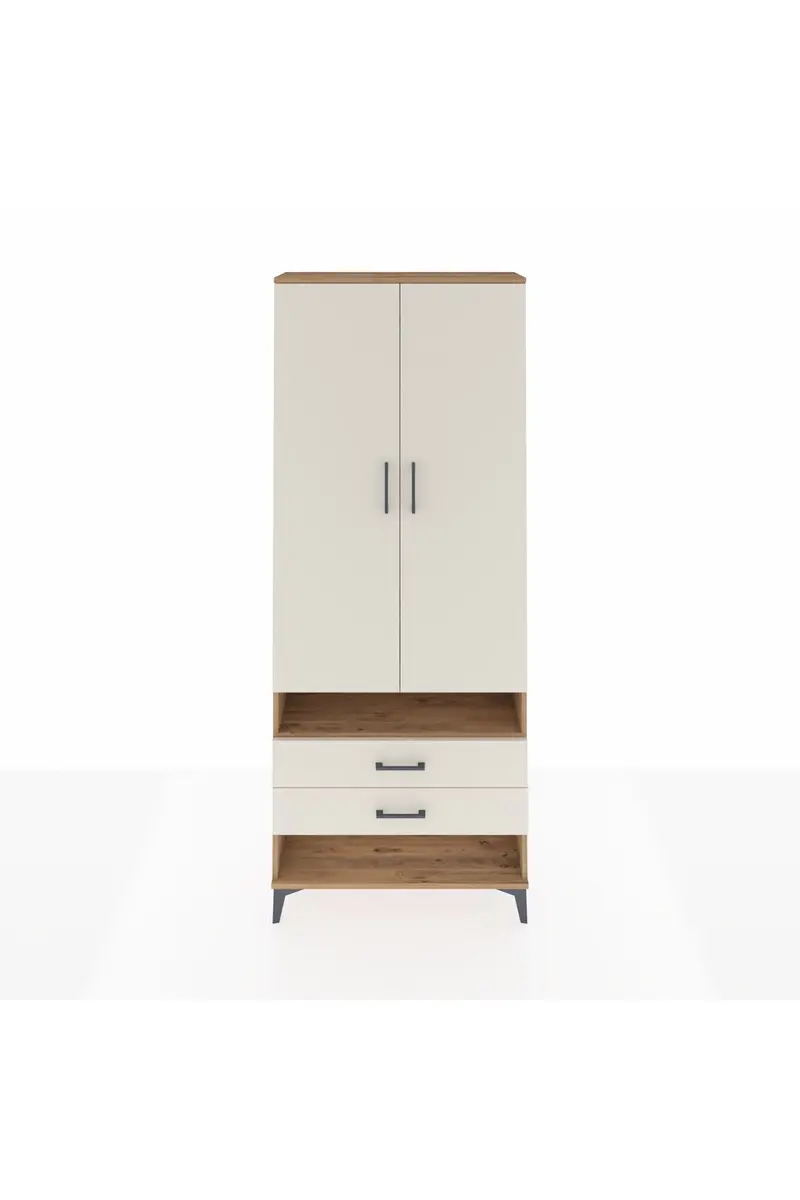 Arges Dolap 3 Raflı 2 Çekmeceli Tek Askılı 88x30x221