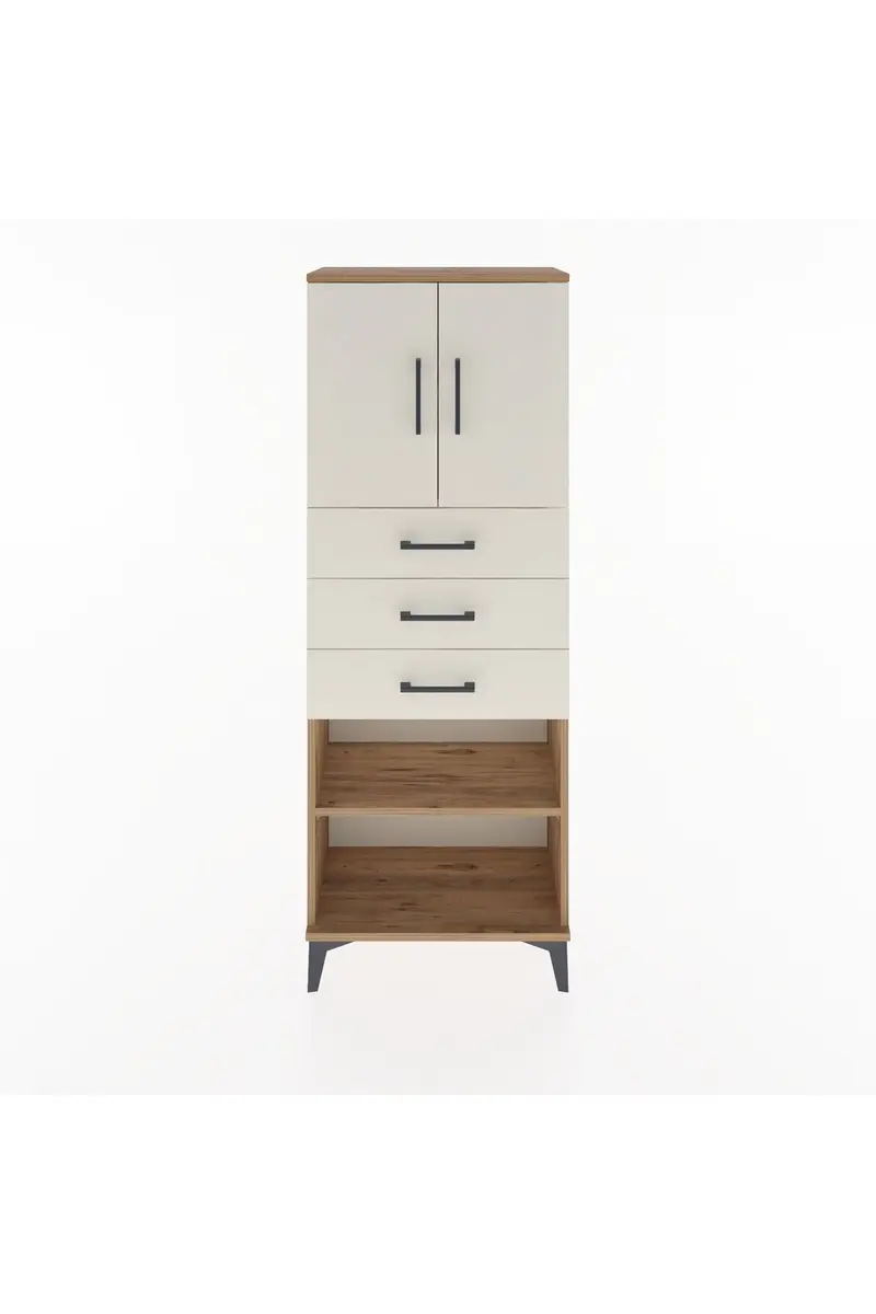 Arges Dolap 3 Raflı 3 Çekmeceli 2 Kapaklı 60x30x163